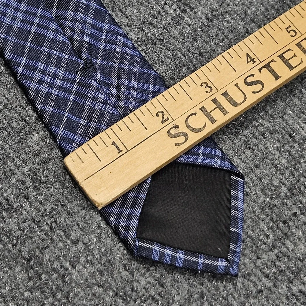 Plaid Necktie Blue Silk Blend Slim Professional Business Tie Preppy Academia